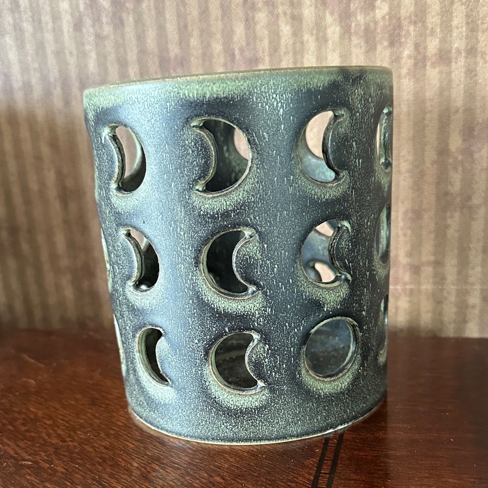 Green Moon Phase Candle Holder